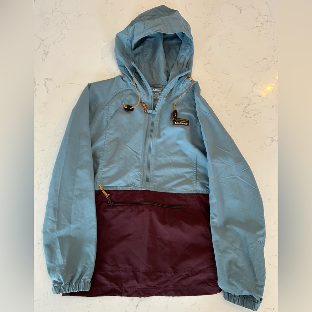 L.L. Bean Teal and Maroon Hooded Pullover Jacket